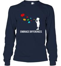 Load image into Gallery viewer, Embrace Differences  Support Autism Awareness Day Tee Long Sleeve T-Shirt
