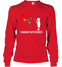 Load image into Gallery viewer, Embrace Differences  Support Autism Awareness Day Tee Long Sleeve T-Shirt
