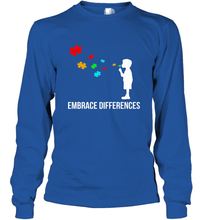 Load image into Gallery viewer, Embrace Differences  Support Autism Awareness Day Tee Long Sleeve T-Shirt
