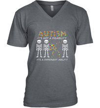 Load image into Gallery viewer, Autism it's a different ability Funny Dabbing skeleton Gift Men's V-Neck
