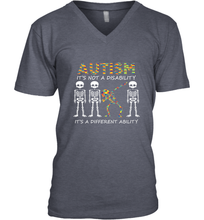 Load image into Gallery viewer, Autism it's a different ability Funny Dabbing skeleton Gift Men's V-Neck
