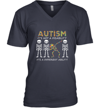 Load image into Gallery viewer, Autism it's a different ability Funny Dabbing skeleton Gift Men's V-Neck
