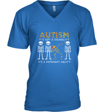 Load image into Gallery viewer, Autism it's a different ability Funny Dabbing skeleton Gift Men's V-Neck
