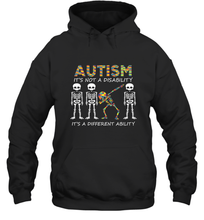 Load image into Gallery viewer, Autism it's a different ability Funny Dabbing skeleton Gift Hooded Sweatshirt
