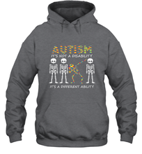 Load image into Gallery viewer, Autism it's a different ability Funny Dabbing skeleton Gift Hooded Sweatshirt
