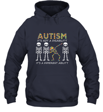 Load image into Gallery viewer, Autism it's a different ability Funny Dabbing skeleton Gift Hooded Sweatshirt
