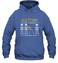 Load image into Gallery viewer, Autism it's a different ability Funny Dabbing skeleton Gift Hooded Sweatshirt
