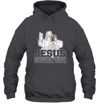 Load image into Gallery viewer, Jesus Drafted My Football Team Fantasy Football Draft Day Hooded Sweatshirt
