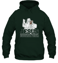 Load image into Gallery viewer, Jesus Drafted My Football Team Fantasy Football Draft Day Hooded Sweatshirt
