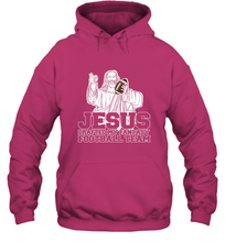 Load image into Gallery viewer, Jesus Drafted My Football Team Fantasy Football Draft Day Hooded Sweatshirt
