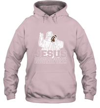 Load image into Gallery viewer, Jesus Drafted My Football Team Fantasy Football Draft Day Hooded Sweatshirt
