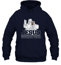Load image into Gallery viewer, Jesus Drafted My Football Team Fantasy Football Draft Day Hooded Sweatshirt
