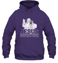 Load image into Gallery viewer, Jesus Drafted My Football Team Fantasy Football Draft Day Hooded Sweatshirt
