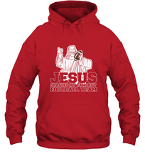 Load image into Gallery viewer, Jesus Drafted My Football Team Fantasy Football Draft Day Hooded Sweatshirt
