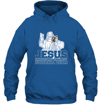 Load image into Gallery viewer, Jesus Drafted My Football Team Fantasy Football Draft Day Hooded Sweatshirt
