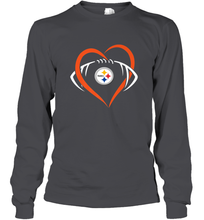 Load image into Gallery viewer, NFL Pittsburgh Steelers Heart Love Football Long Sleeve T-Shirt
