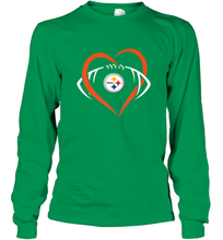 Load image into Gallery viewer, NFL Pittsburgh Steelers Heart Love Football Long Sleeve T-Shirt
