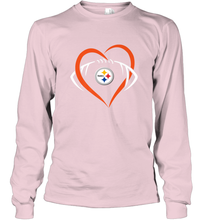 Load image into Gallery viewer, NFL Pittsburgh Steelers Heart Love Football Long Sleeve T-Shirt
