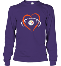 Load image into Gallery viewer, NFL Pittsburgh Steelers Heart Love Football Long Sleeve T-Shirt
