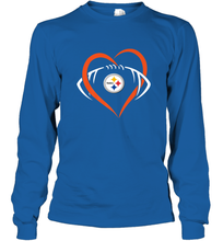 Load image into Gallery viewer, NFL Pittsburgh Steelers Heart Love Football Long Sleeve T-Shirt
