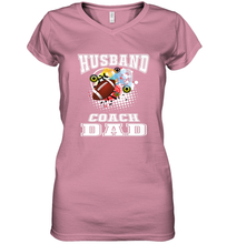 Load image into Gallery viewer, Husband Coach Dad Football Family Sports Team Game Women's V-Neck T-Shirt
