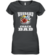 Load image into Gallery viewer, Husband Coach Dad Football Family Sports Team Game Women's V-Neck T-Shirt
