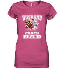 Load image into Gallery viewer, Husband Coach Dad Football Family Sports Team Game Women's V-Neck T-Shirt
