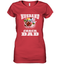 Load image into Gallery viewer, Husband Coach Dad Football Family Sports Team Game Women's V-Neck T-Shirt
