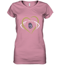 Load image into Gallery viewer, James Madison Dukes Large Heart  Football  Team Women's V-Neck T-Shirt

