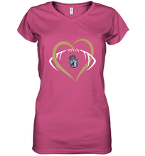 Load image into Gallery viewer, James Madison Dukes Large Heart  Football  Team Women's V-Neck T-Shirt
