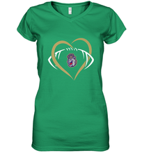 Load image into Gallery viewer, James Madison Dukes Large Heart  Football  Team Women's V-Neck T-Shirt
