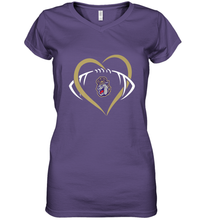 Load image into Gallery viewer, James Madison Dukes Large Heart  Football  Team Women's V-Neck T-Shirt
