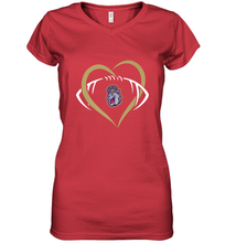 Load image into Gallery viewer, James Madison Dukes Large Heart  Football  Team Women's V-Neck T-Shirt

