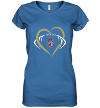Load image into Gallery viewer, James Madison Dukes Large Heart  Football  Team Women's V-Neck T-Shirt
