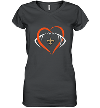 Load image into Gallery viewer, NFL New Orleans Saints Heart Love Football Women's V-Neck T-Shirt
