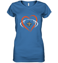 Load image into Gallery viewer, NFL New Orleans Saints Heart Love Football Women's V-Neck T-Shirt
