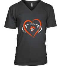 Load image into Gallery viewer, Oklahoma State Cowboys Large Heart  Football  Team Men's V-Neck
