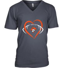 Load image into Gallery viewer, Oklahoma State Cowboys Large Heart  Football  Team Men's V-Neck
