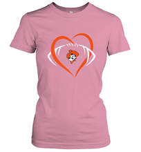 Load image into Gallery viewer, Oklahoma State Cowboys Large Heart  Football  Team Women's T-Shirt
