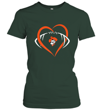 Load image into Gallery viewer, Oklahoma State Cowboys Large Heart  Football  Team Women's T-Shirt
