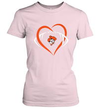 Load image into Gallery viewer, Oklahoma State Cowboys Large Heart  Football  Team Women's T-Shirt
