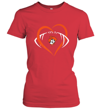 Load image into Gallery viewer, Oklahoma State Cowboys Large Heart  Football  Team Women's T-Shirt
