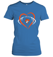 Load image into Gallery viewer, Oklahoma State Cowboys Large Heart  Football  Team Women's T-Shirt

