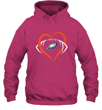 Load image into Gallery viewer, NFL Philadelphia Eagles Heart Love Football Hooded Sweatshirt
