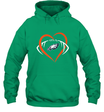 Load image into Gallery viewer, NFL Philadelphia Eagles Heart Love Football Hooded Sweatshirt
