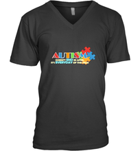 Load image into Gallery viewer, Autism doesn't end in April, its everyday of the year Autism Awareness Shirt Men's V-Neck
