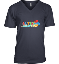 Load image into Gallery viewer, Autism doesn't end in April, its everyday of the year Autism Awareness Shirt Men's V-Neck
