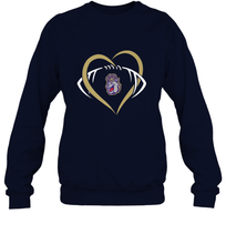 Load image into Gallery viewer, James Madison Dukes Large Heart  Football  Team Crewneck Sweatshirt
