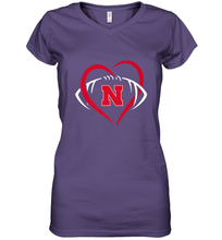 Load image into Gallery viewer, Nebraska Cornhuskers Large Heart  Football  Team Premium Women's V-Neck T-Shirt
