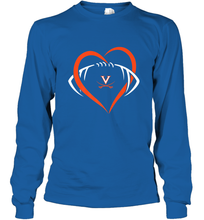 Load image into Gallery viewer, Virginia Cavaliers Large Heart  Football  Team Long Sleeve T-Shirt
